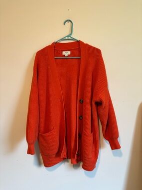 aerie oversized orange Chunky Knit Button-Front Cardigan